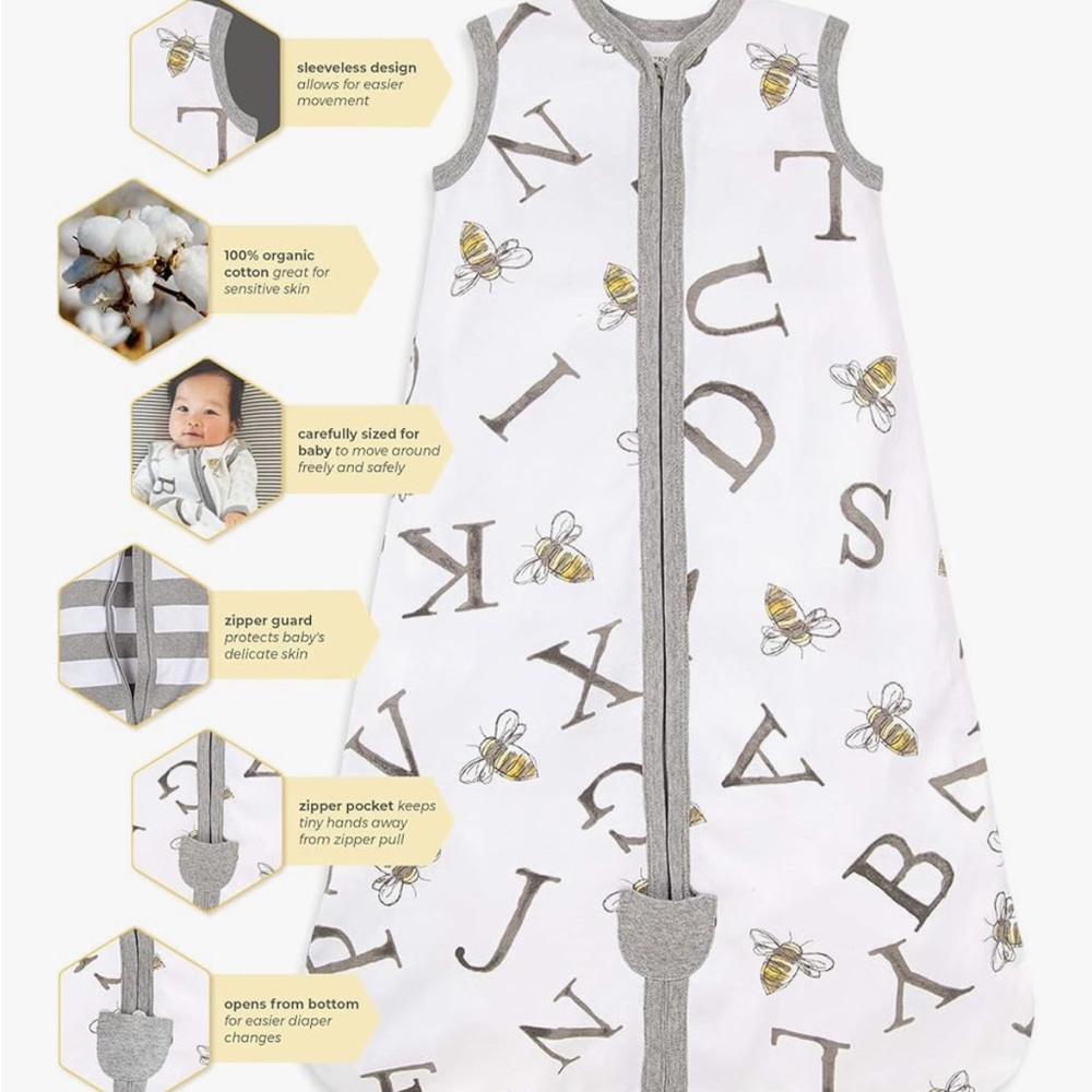 Burt's Bees Baby unisex-baby Beekeeper Wearable Blanket size M 0.5 tog